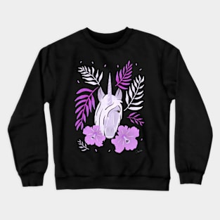 Unicorn and Hibiscus Pink White Floral Pattern Crewneck Sweatshirt